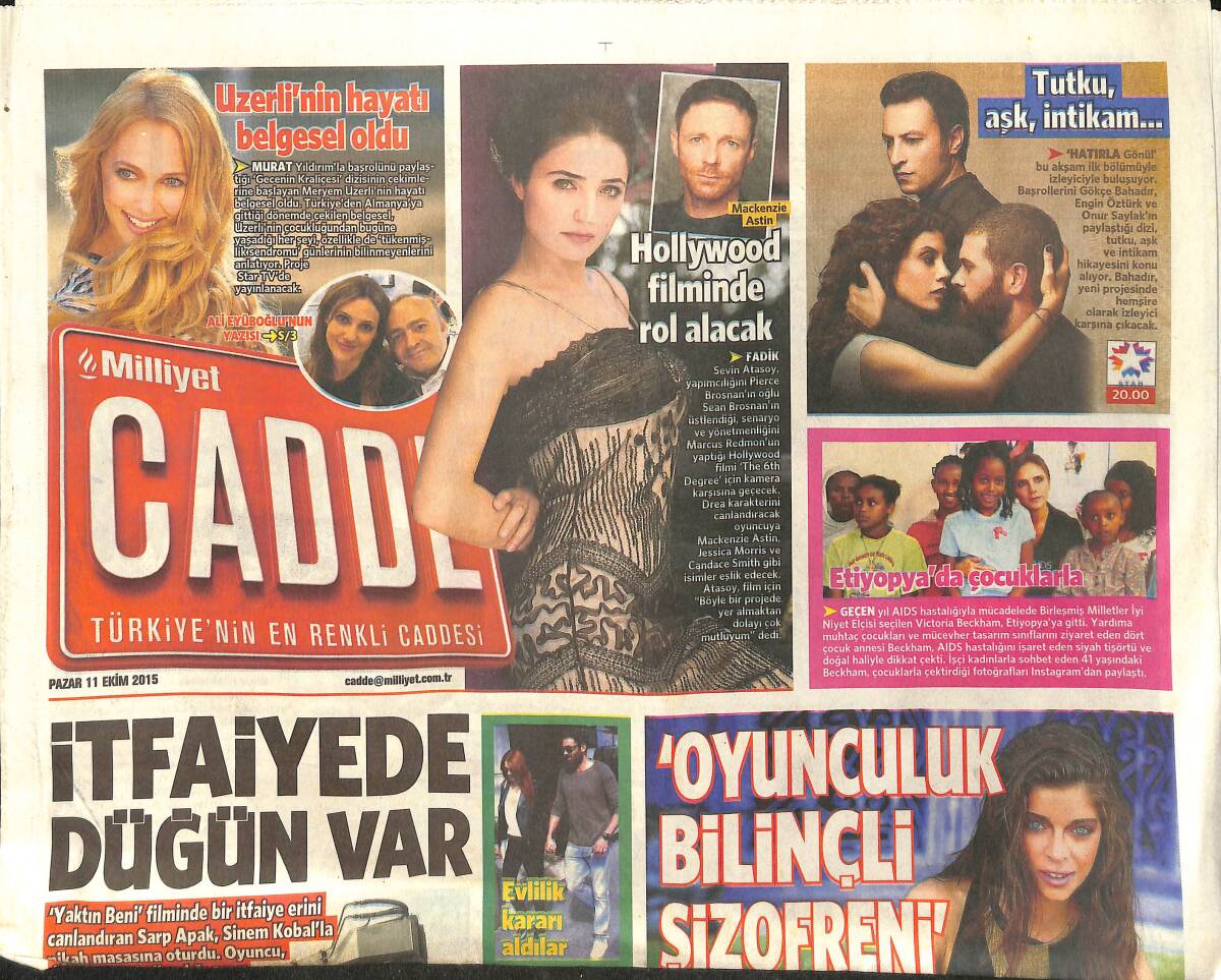 Milliyet Gazetesi Cadde Eki 11 Ekim 2015 - Uzerli'nin Hayatı Belgesel Oldu - Serdar Ortaç: Şarkım Var Dinleyen Yok GZ154723 - 1