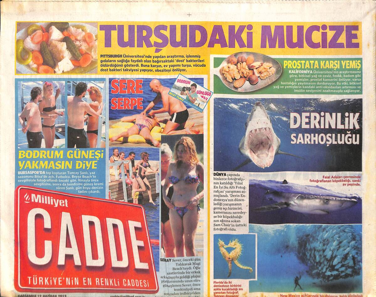 Milliyet Gazetesi Cadde Eki 12 Haziran 2013 - Erol Günaydın'ın Kızı Günfer Günaydın Evlendi - Merve Boluğur Minik Bir Kaza Yaptı GZ158395 - 1