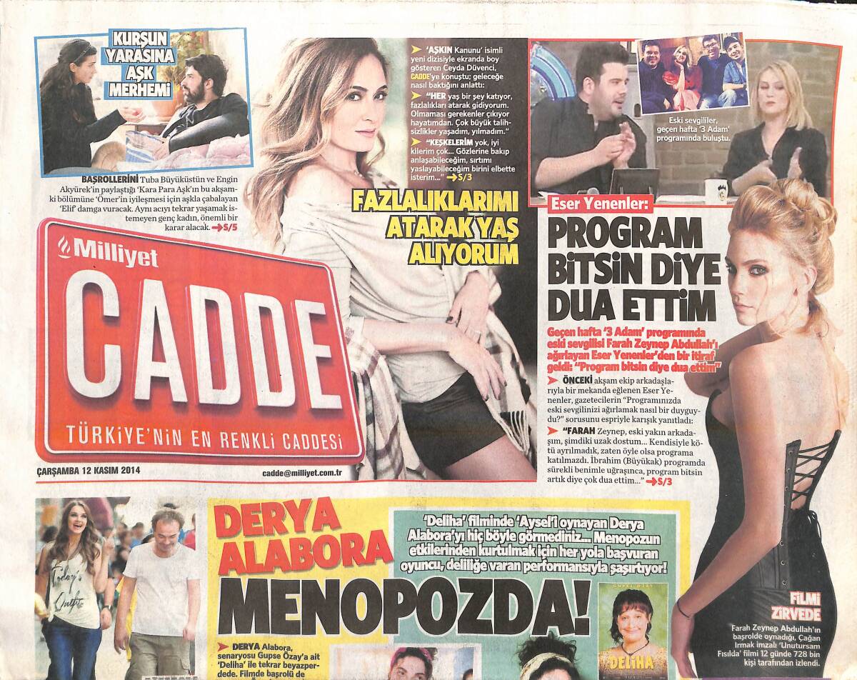 Milliyet Gazetesi Cadde Eki 12 Kasım 2014 - Eser Yenenler Eski Sevgilisiyle İlgili İtiraf - Neymar'a Özel Ekmek Kadayıfı! GZ138821 - 1