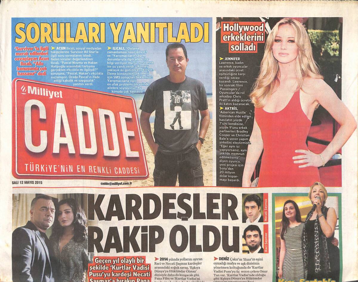 Milliyet Gazetesi Cadde Eki 12 Mayıs 2015 - Chloe Pembeleşti - Teoman'ın Kostüm Sorunsalı GZ135244 - 1