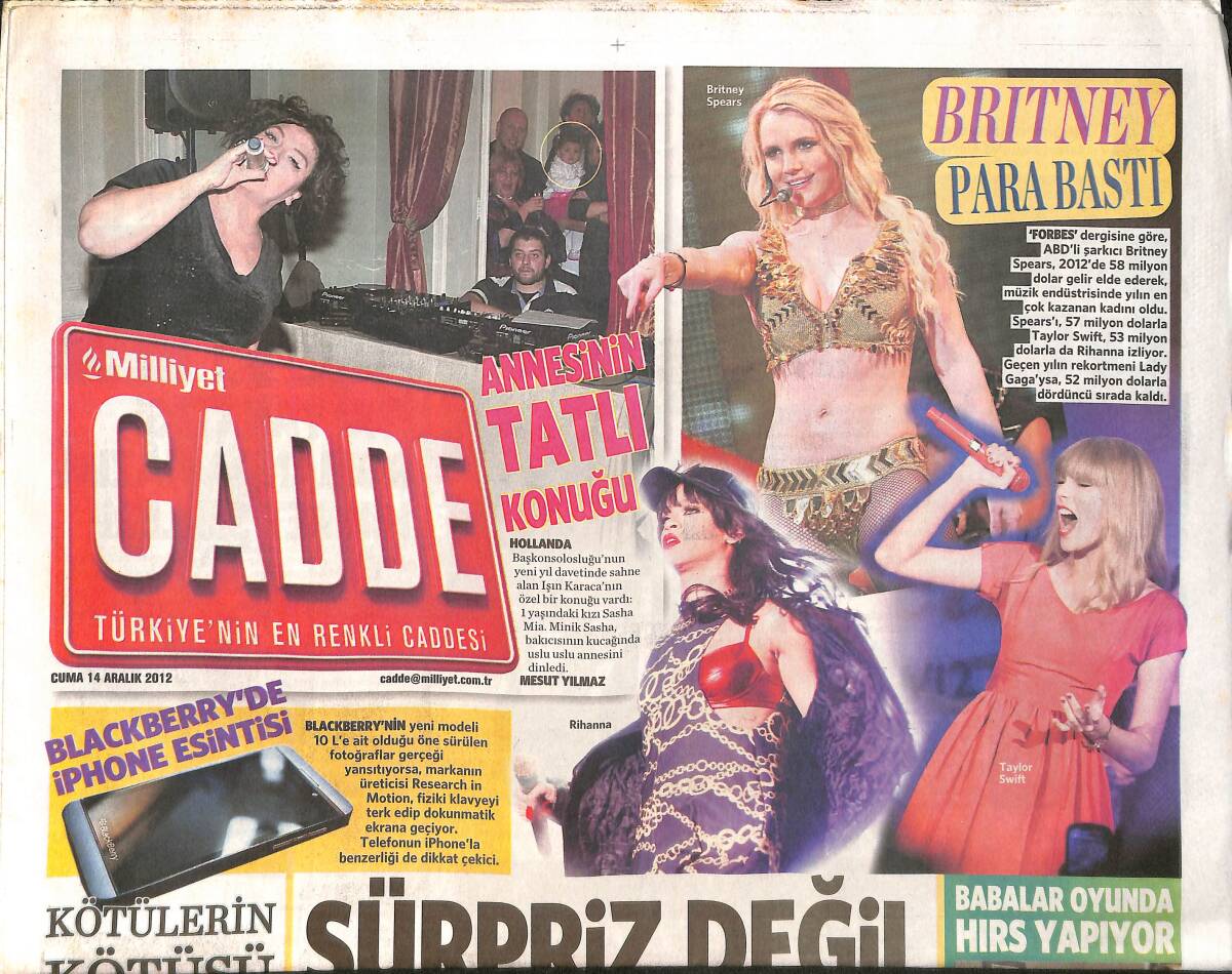 Milliyet Gazetesi Cadde Eki 14 Aralık 2012 GZ158333 - 1
