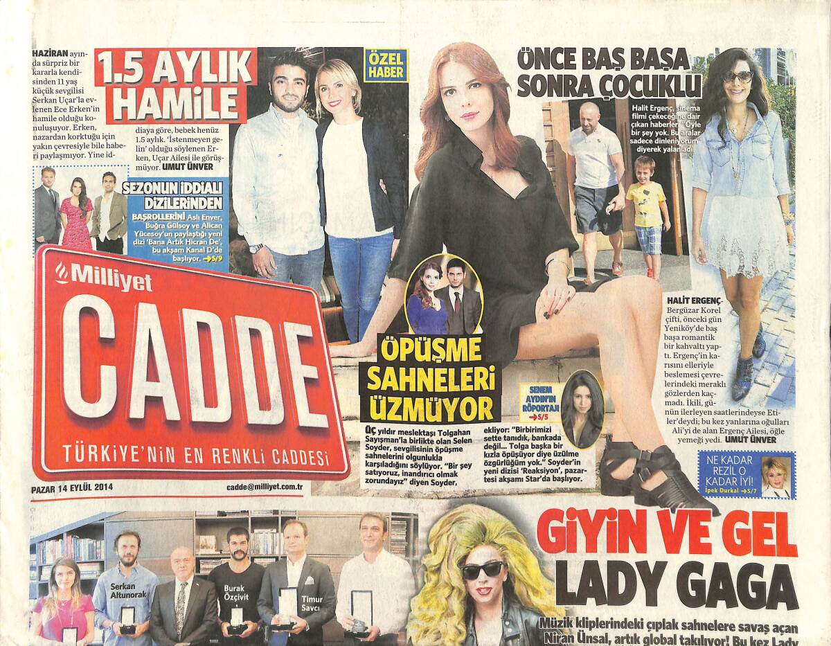 Milliyet Gazetesi Cadde Eki 14 Eylül 2014 - Aysallar'ın Mutlu Günü - Harbiye'de 8. Kez Tarkan GZ135912 - 1