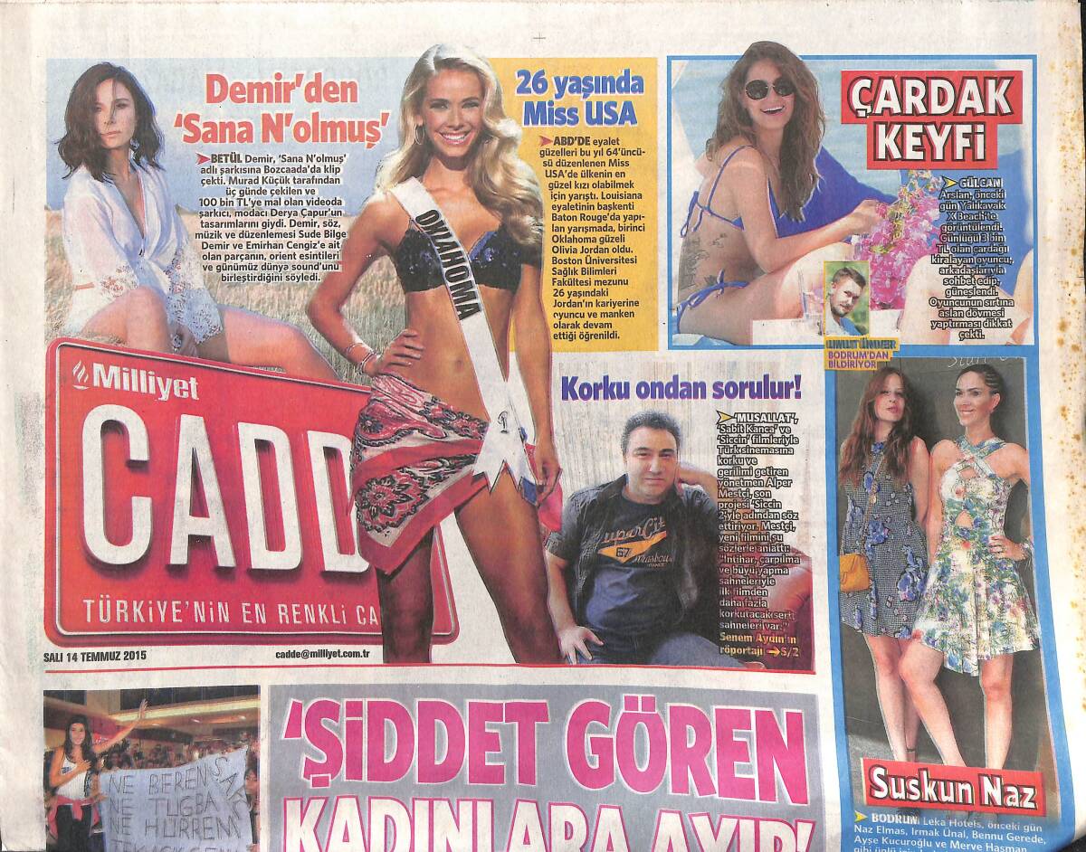 Milliyet Gazetesi Cadde Eki 14 Temmuz 2015 - Işın Karaca'dan Davul Şov! - Futbolcu Caner Erkin Aylardır Geçici Plakayla Dolaşıyor! GZ138838 - 1