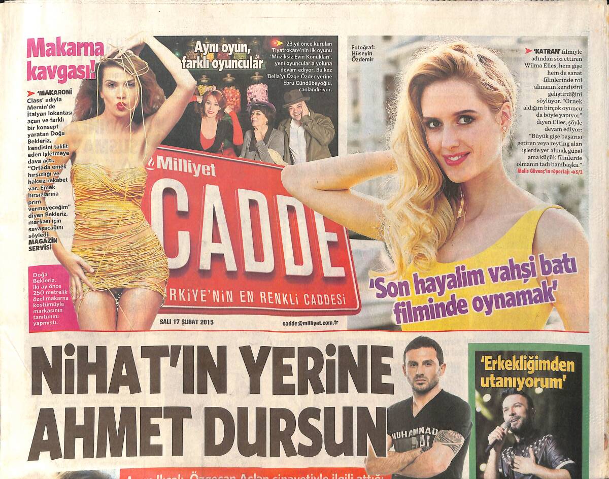 Milliyet Gazetesi Cadde Eki 17 Şubat 2015 - Tarkan 'Erkekliğimden Utanıyorum' GZ159983 - 1