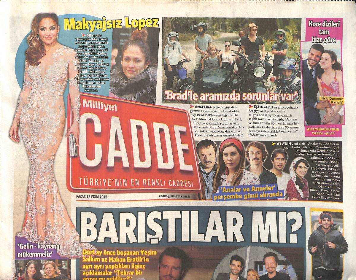 Milliyet Gazetesi Cadde Eki 18 Ekim 2015 - Makyajsız Lopez - Türk Seyircisi Kore Dizilerini Çok Sevdi GZ154755 - 1