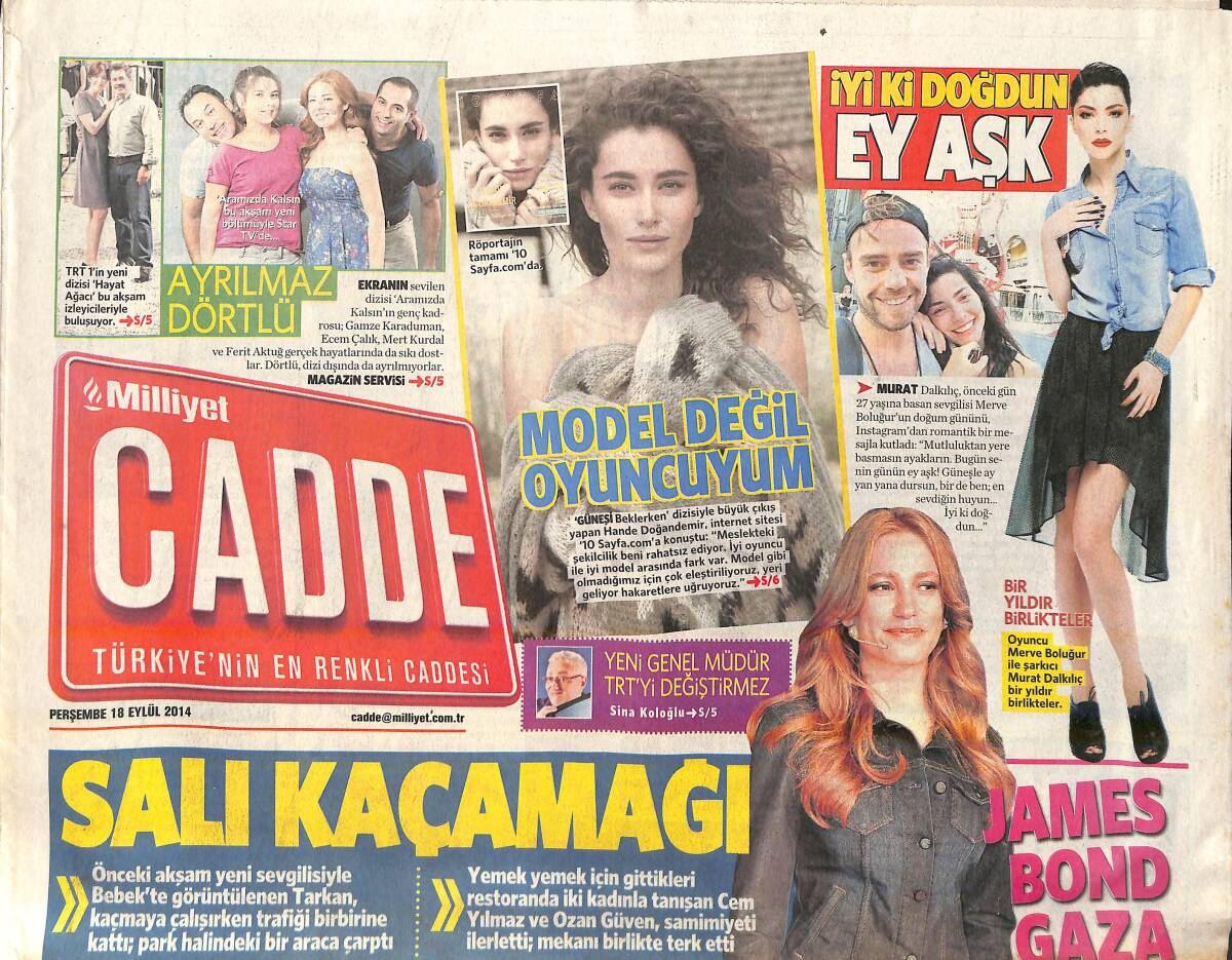 Milliyet Gazetesi Cadde Eki 18 Eylül 2014 - Mabel Matiz'in İsyanı - Orhan Gencebay'ın Tarzı GZ159838 - 1