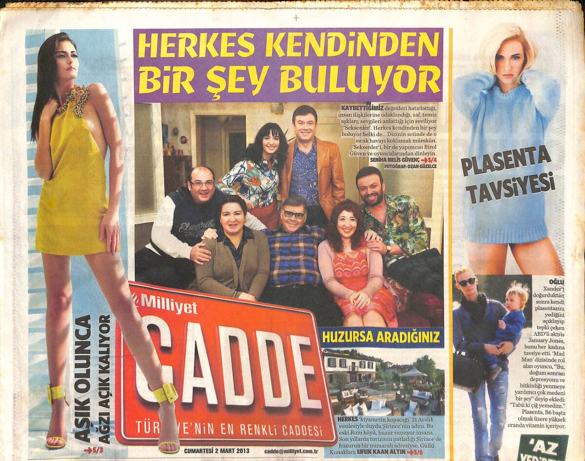 Milliyet Gazetesi Cadde Eki 2 Mart 2013 - Tuğba Melis Türk: Aşk Konusunda Çılgınım - Setten Caddeye Seksenler Dizisi GZ136461 - 1
