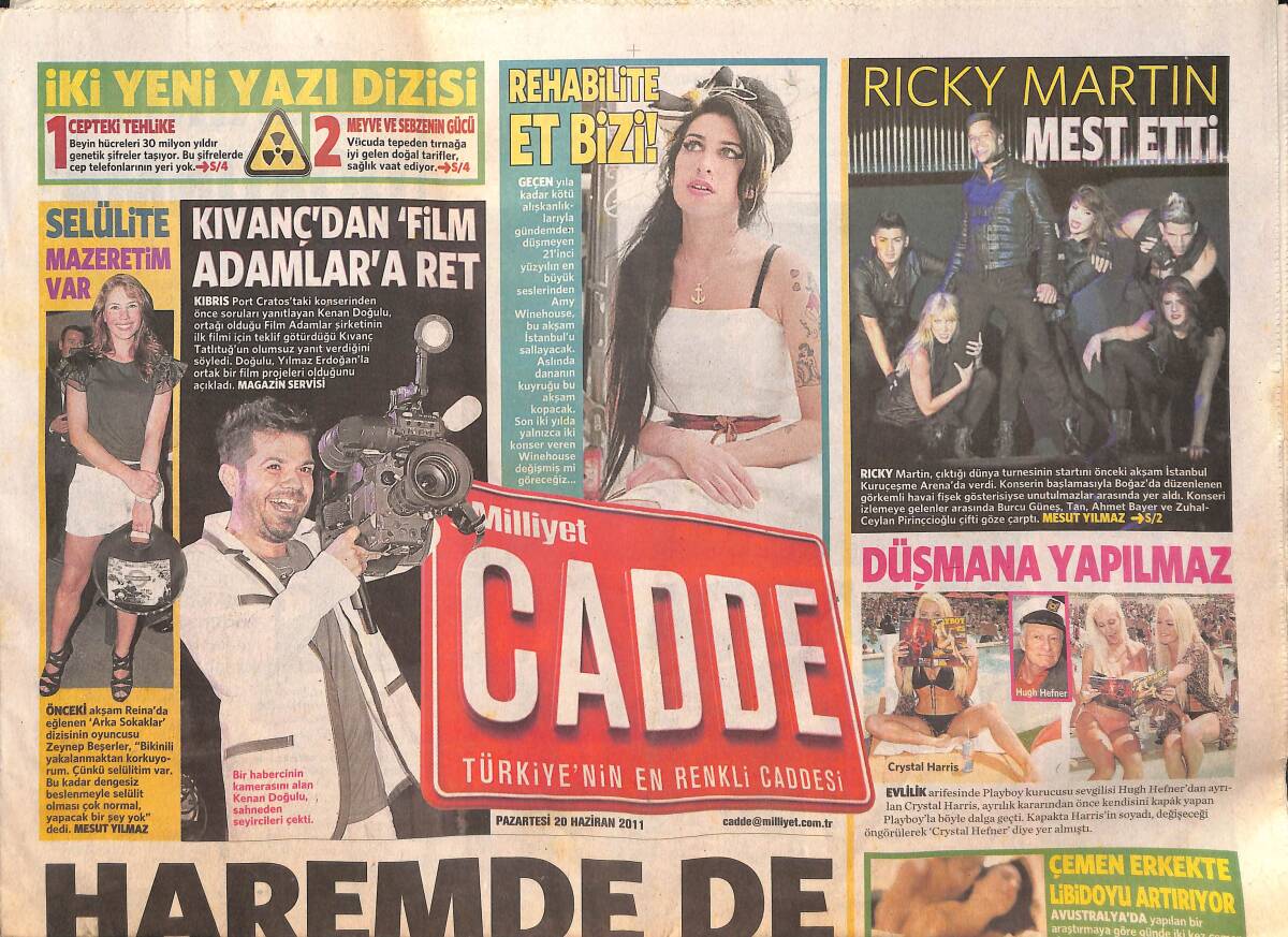 Milliyet Gazetesi Cadde Eki 20 Haziran 2011 - Zeynep Beşerler: Selülite Mazeratim Var - Rıcky Martın Mest Etti GZ136021 - 1