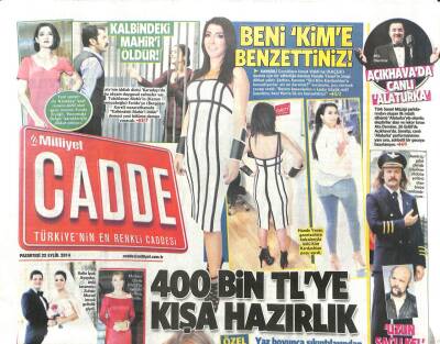 Milliyet Gazetesi Cadde Eki 22 Eylül 2014 - Hande Yener,Ata Demirer,Ebru Gündeş Haberleri GZ104478 - 1
