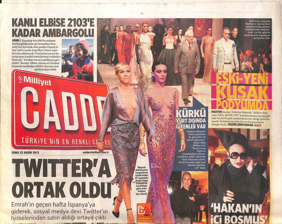 Milliyet Gazetesi Cadde Eki 22 Kasım 2013 - Bülent Ersoy 'Hakan Akkaya'nın İçi Boşmuş' - Müge Boz: Oyunculuk Beynimi Çok Yoruyor GZ135899 - 1