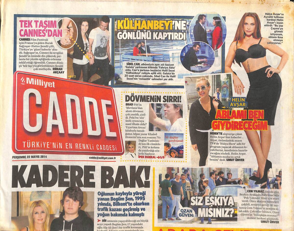 Milliyet Gazetesi Cadde Eki 22 Mart 2014 - Helin Avşar: Ablamı Ben Giydireceğim - Özge Gürel: Eğer Mutlu Uyanıyorsam Aşığımdır GZ136529 - 1