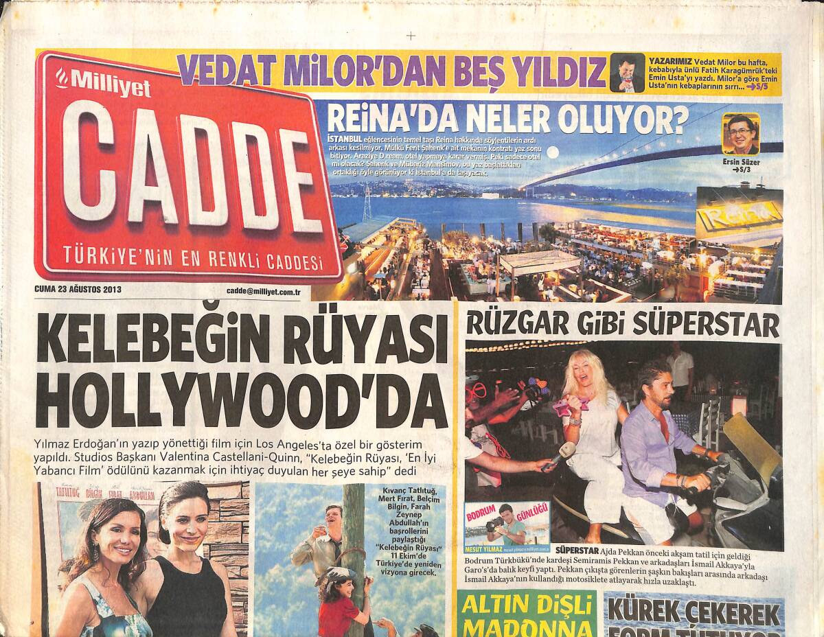Milliyet Gazetesi Cadde Eki 23 Ağustos 2013 - Kelebeğin Rüyası Hollywood'da - Altın Dişli Madonna GZ137055 - 1