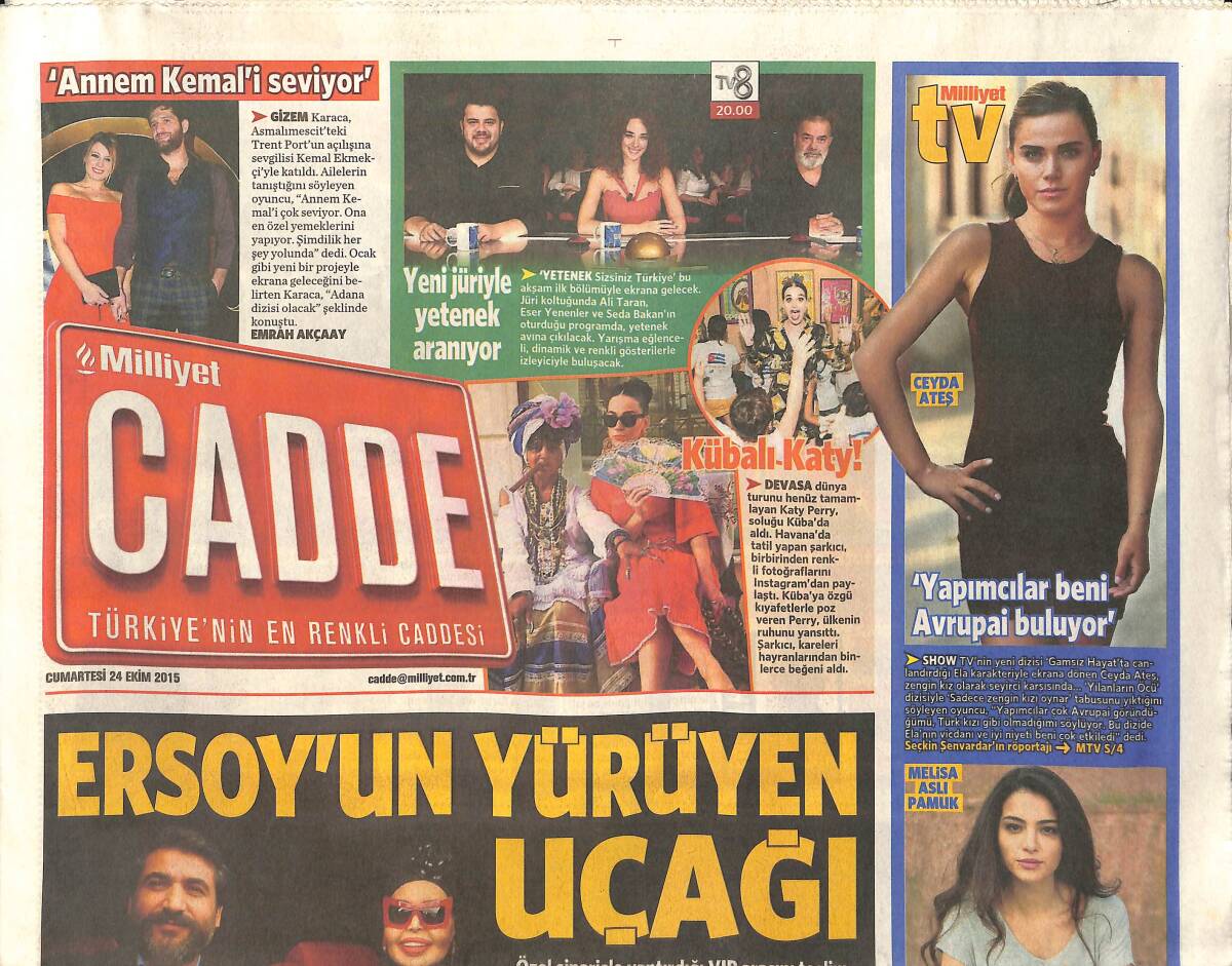 Milliyet Gazetesi Cadde Eki 24 Ekim 2015 - Ebru Gündeş 'Gereksiz Haberlere Cevabım Yok' GZ159977 - 1