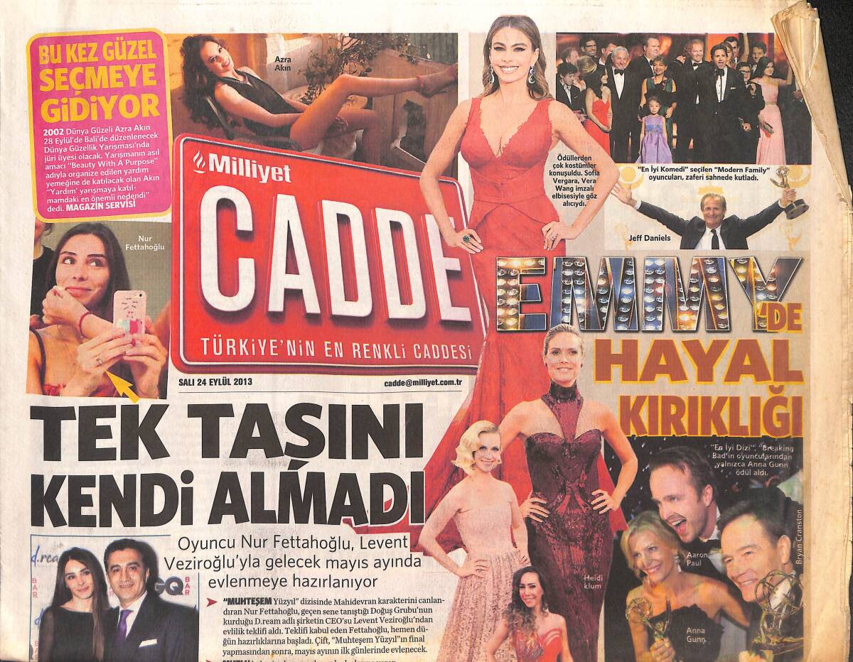 Milliyet Gazetesi Cadde Eki 24 Eylül 2013 - Emmy'de Hayal Kırıklığı - Özge Özpirinçci : Rolüm Beni Güçlendirdi GZ134935 - 1