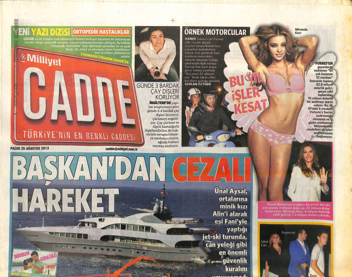 Milliyet Gazetesi Cadde Eki 25 Ağustos 2013 - Sezen Aksu Cem Yılmaz'ı Aratmadı - Ünal Aysal'dan Cezalı Hareket GZ138537 - 1
