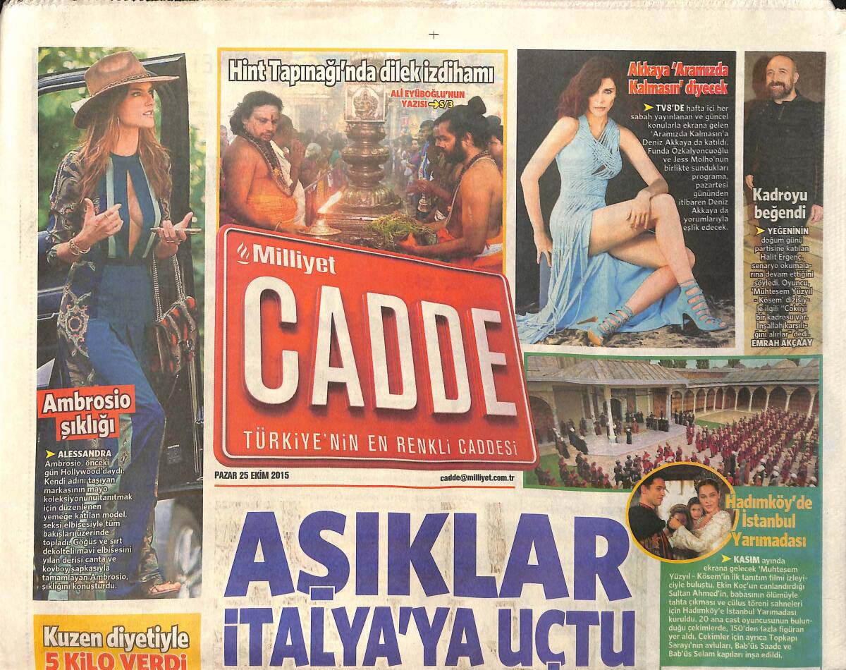 Milliyet Gazetesi Cadde Eki 25 Ekim 2015 - Serdar Ortaç'ın Şaşırtan İddiası - Nilüfer Açıkalın , Cahide Sonku'yu Canlandırdı GZ159966 - 1