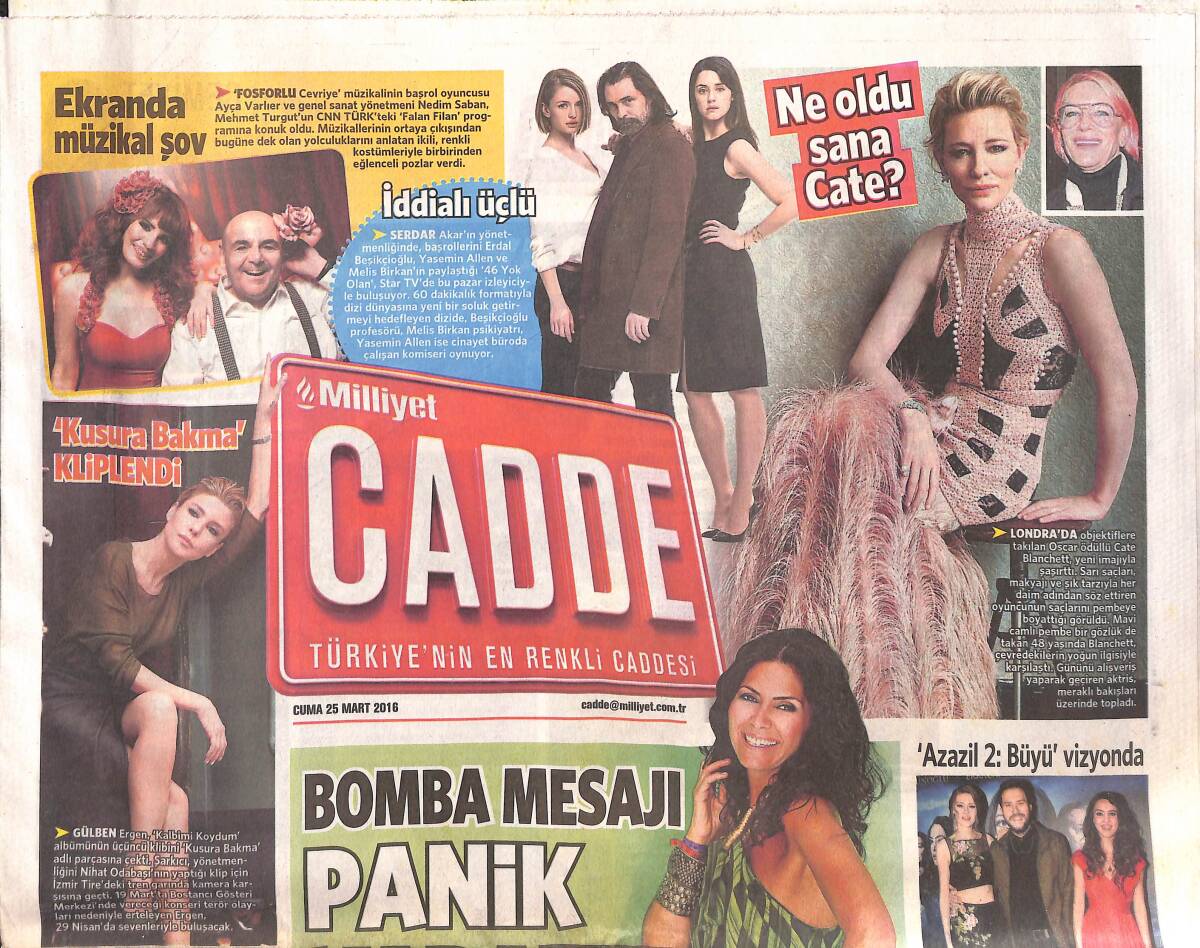 Milliyet Gazetesi Cadde Eki 25 Mart 2016 - Gülben Ergen ' Kusura Bakma ' Adlı Parçasına Klip Çekti GZ134980 - 1