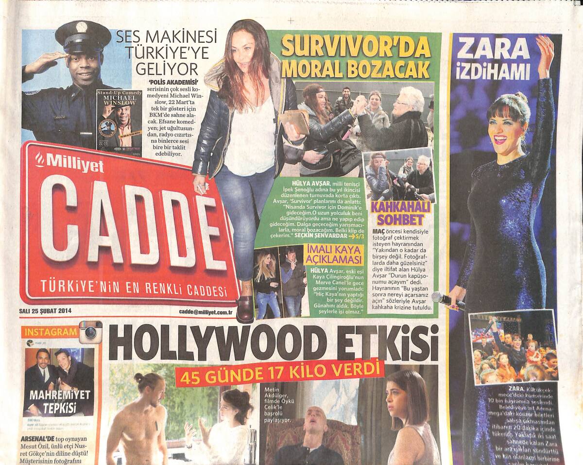 Milliyet Gazetesi Cadde Eki 25 Şubat 2014 - Miranda Şarkı Söyleyecek - Zara İzdihamı GZ135271 - 1