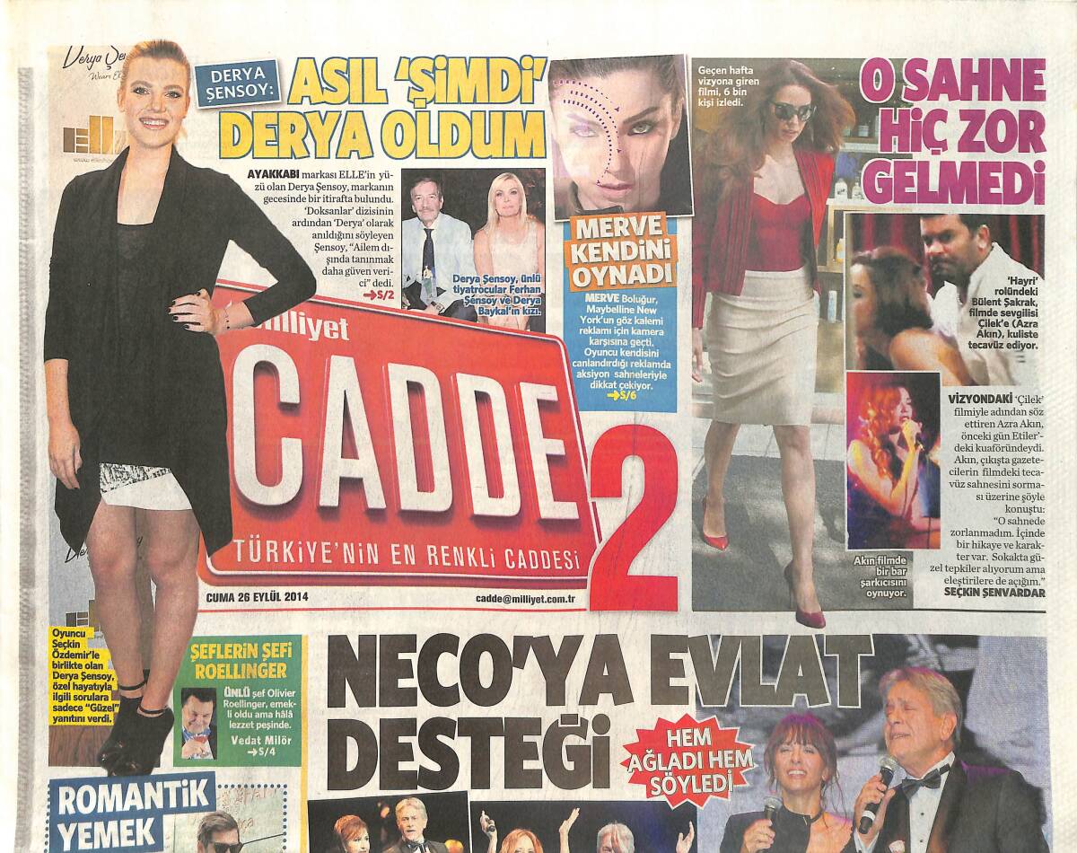 Milliyet Gazetesi Cadde Eki 26 Eylül 2014 - Neco'ya Evlat Desteği - Safiye Soyman Helikopter Engeline Takıldı GZ136341 - 1