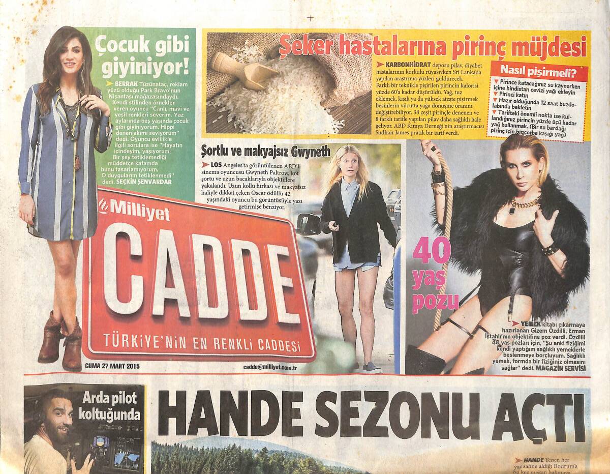 Milliyet Gazetesi Cadde Eki 27 Mart 2015 - Arda Turan Pilot Koltuğunda - Pınar Altuğ: 'Mücevheri Hep Sevdim' GZ137136 - 1