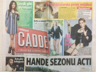 Milliyet Gazetesi Cadde Eki 27 Mart 2015 - Gizem Özdilliden 40 Yaş Pozu, Arda Pilot Koltuğunda, Hande Yener Bodrum Sezonunu Açtı GZ27839 - 1