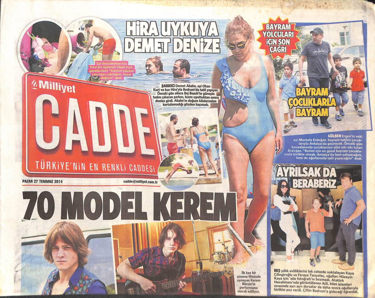 Milliyet Gazetesi Cadde Eki 27 Temmuz 2014 - 70 Model Kerem Bürsin - ' Şöför Yusuf ' Güldürecek GZ135311 - 1