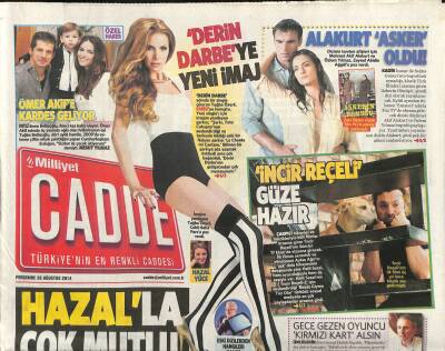 Milliyet Gazetesi Cadde Eki 28 Ağustos 2014 - Oyuncu Gamze Özçelik , Enerjisi Düşen Sevgilisi Mert Öcalı Tatlı Dili Ve Kahveyle Kendine Getirdi GZ116951 - 1