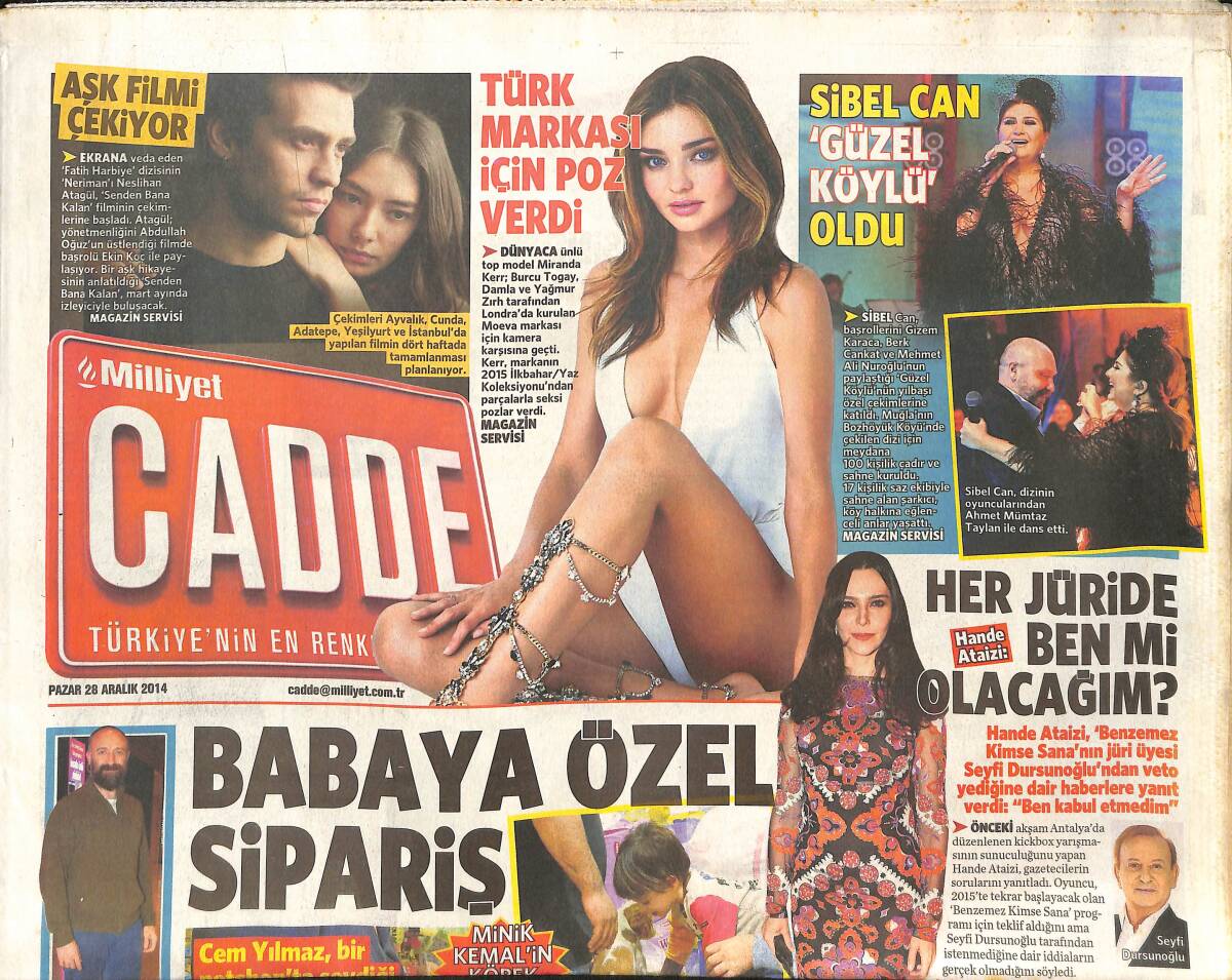 Milliyet Gazetesi Cadde Eki 28 Aralık 2014 - Sibel Can Güzel Köylü Oldu - Dünyaca Ünlü Top Model Türk Markası İçin Poz Verdi GZ136277 - 1