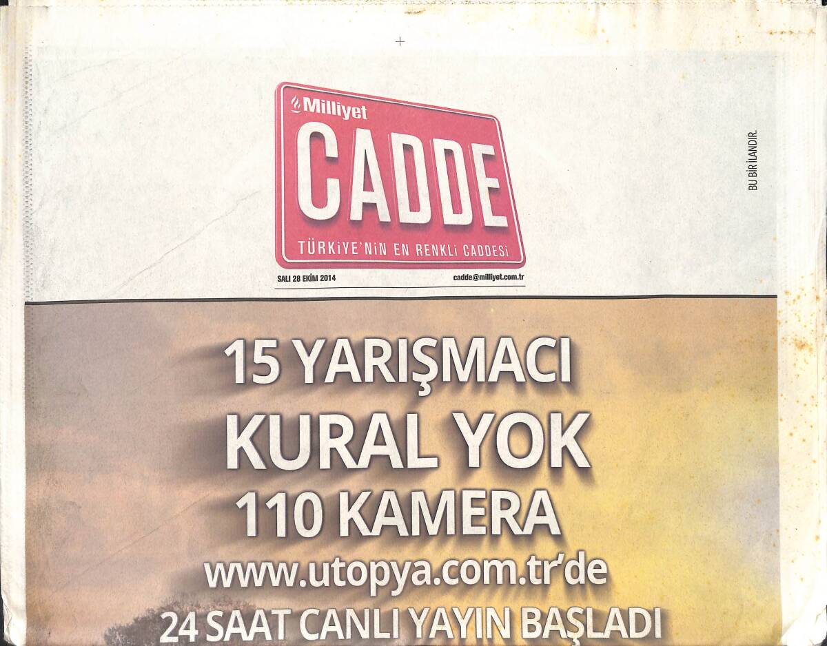 Milliyet Gazetesi Cadde Eki 28 Ekim 2014 - Halil Sezai Ateş Püskürdü - Kerem Alışık Songül Öden Keyifsiz Yürüyüşleri - Oya Aydoğan Şöhret Tepkisi! GZ136448 - 1