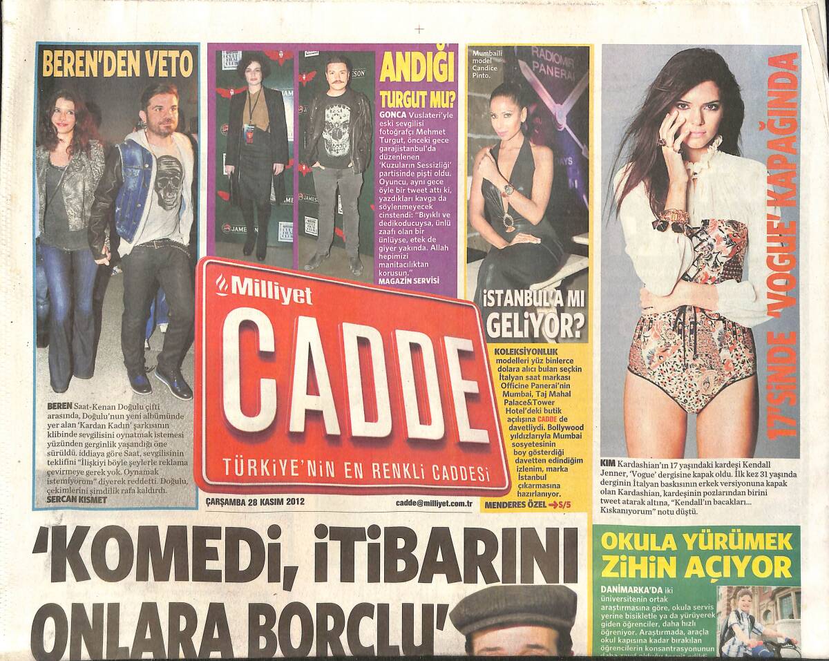Milliyet Gazetesi Cadde Eki 28 Kasım 2012 - 17'sinde Vogue Kapağında 