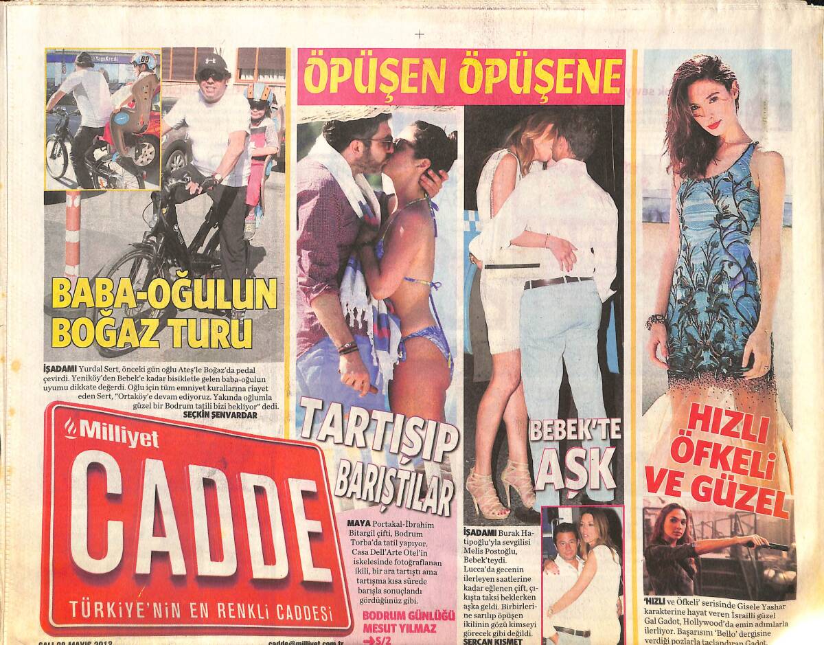 Milliyet Gazetesi Cadde Eki 28 Mayıs 2013 - Cem Yılma Film Yerine Mavi Yolculuk - Ajda Pekkan Sahneye Dönüyor GZ136000 - 1