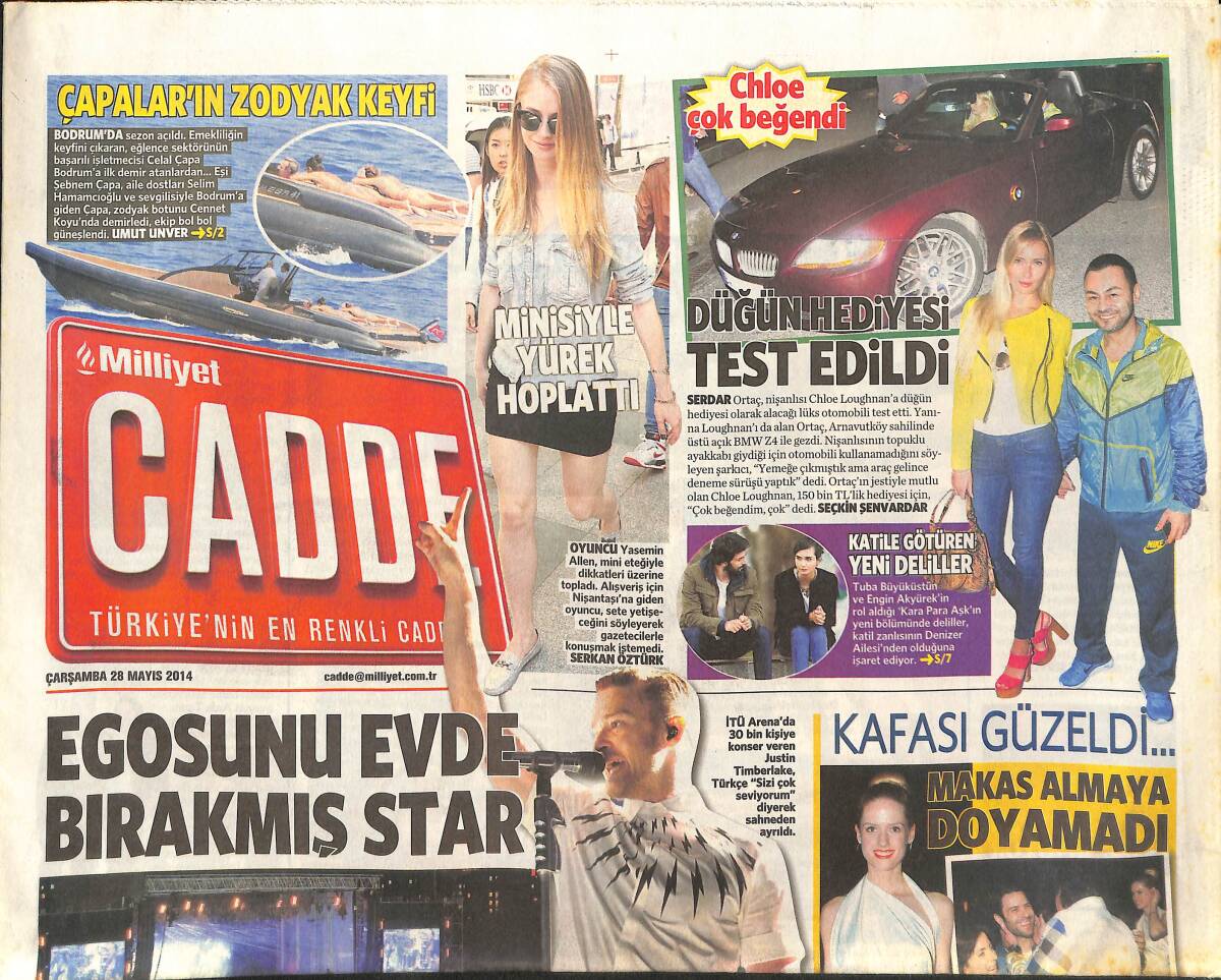 Milliyet Gazetesi Cadde Eki 28 Mayıs 2014 - Egosunu Evde Bırakmış Star - Fosforlu Burak Yılmaz - Demet Akalın Standın Başında GZ135972 - 1