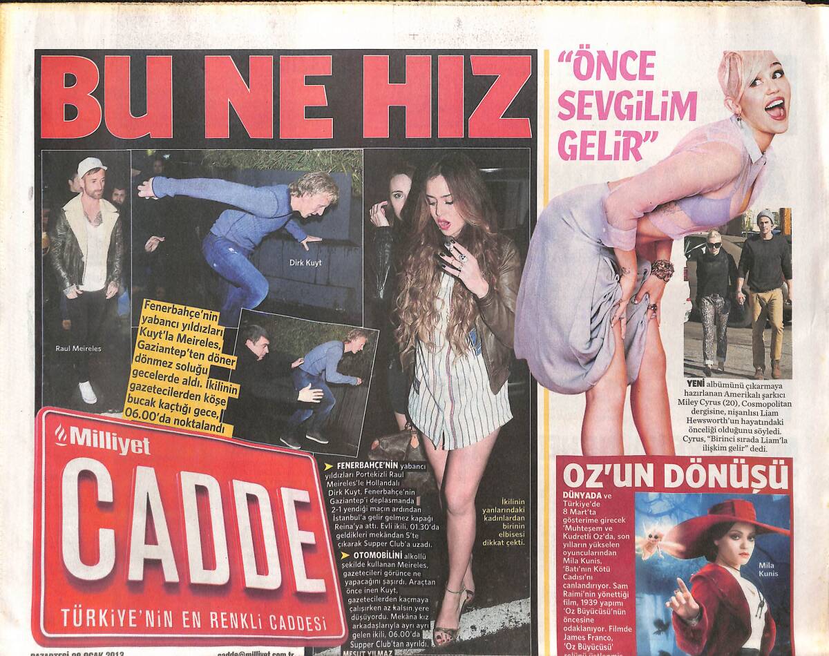 Milliyet Gazetesi Cadde Eki 28 Ocak 2013 - Miley Cyrus 