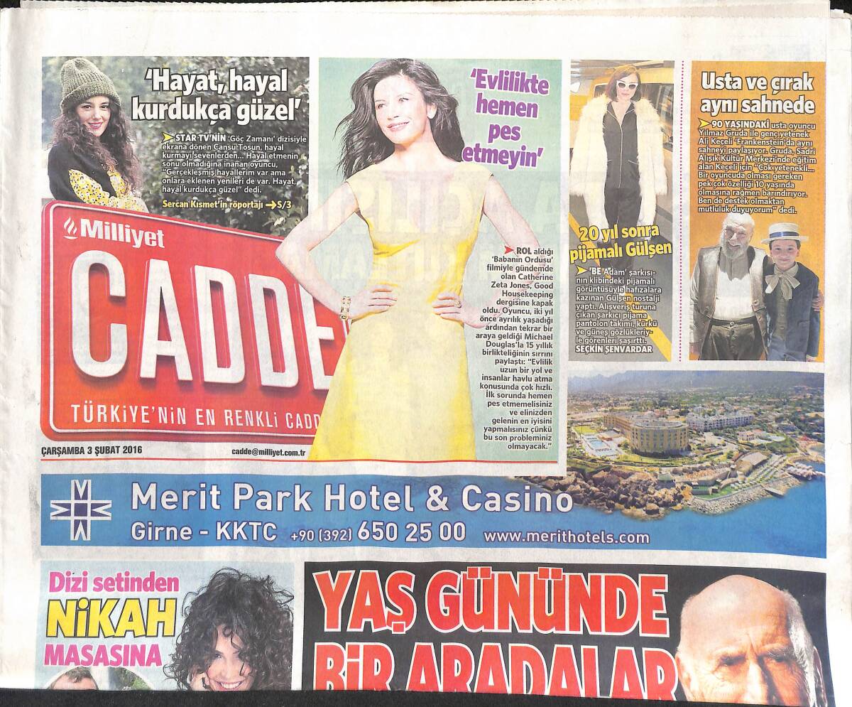 Milliyet Gazetesi Cadde Eki 3 Şubat 2016 - Hüsnü Şenlendirici Dünya Listesinde - 20 Yıl Sonra Pijamalı Gülşen GZ135269 - 1