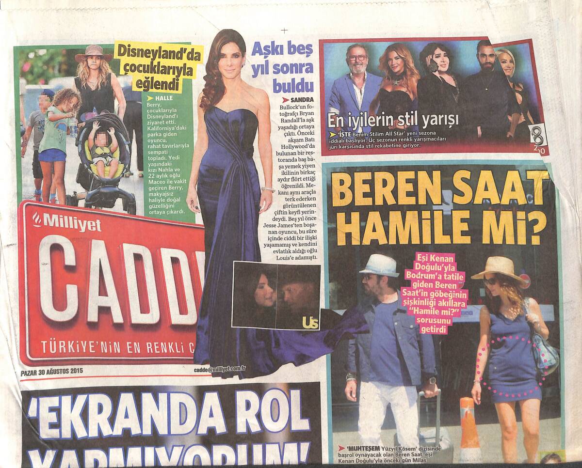 Milliyet Gazetesi Cadde Eki 30 Ağustos 2015 - Tarkan Bereketi - Beren Saat Hamile Mi ? - Ajda'nın Yeni Tarzı GZ135198 - 1