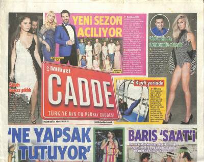 Milliyet Gazetesi Cadde Eki 31 Ağustos 2015 - Derya Şensoy Mayıs Kraliçesinde - Sezen Aksu Yıldızların Altında GZ123276 - 1