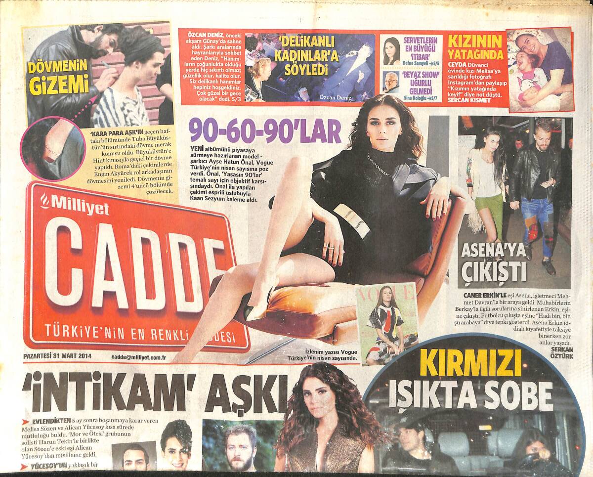 Milliyet Gazetesi Cadde Eki 31 Mart 2014 - Caner Erkin, Eşi Asena'ya Çıkıştı - Serenay Sarıkaya Ve Çağatay Ulusoy Beraber Görüntülendi GZ154609 - 1