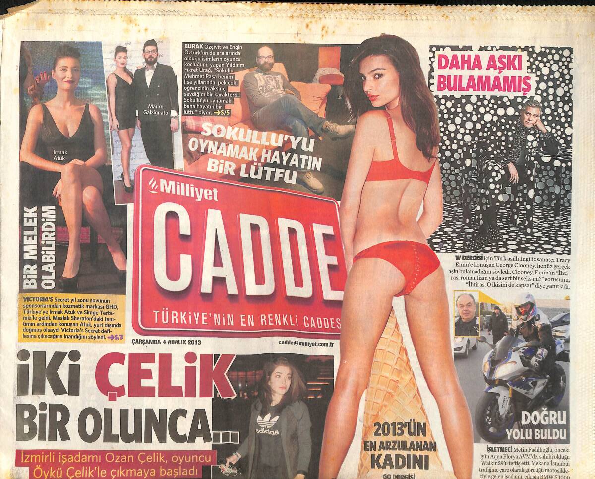 Milliyet Gazetesi Cadde Eki 4 Aralık 2013 - Işın Karaca 22 Kilo Verdi - Çağatay Ulusoy'un Kahve Keyfi - Hülya Avşar ; 'Hayatımda Bir Kez Aşık Oldum' GZ136040 - 1