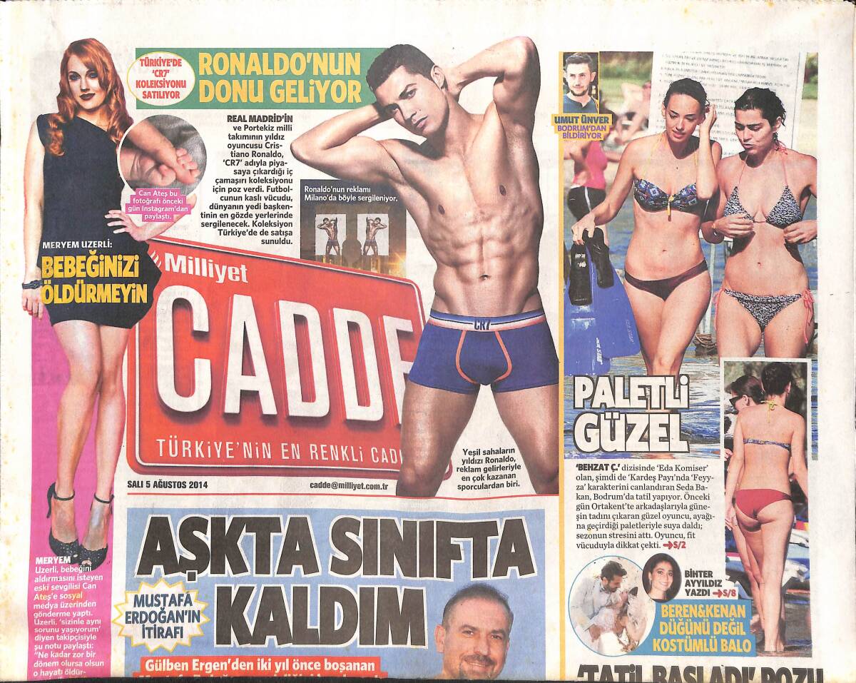 Milliyet Gazetesi Cadde Eki 5 Ağustos 2014 - Ronaldo Reklam Gelirlerinden En Çok Kazanan Sporculardan Biri - Sertab Erener Harbiye'yi Salladı GZ136510 - 1