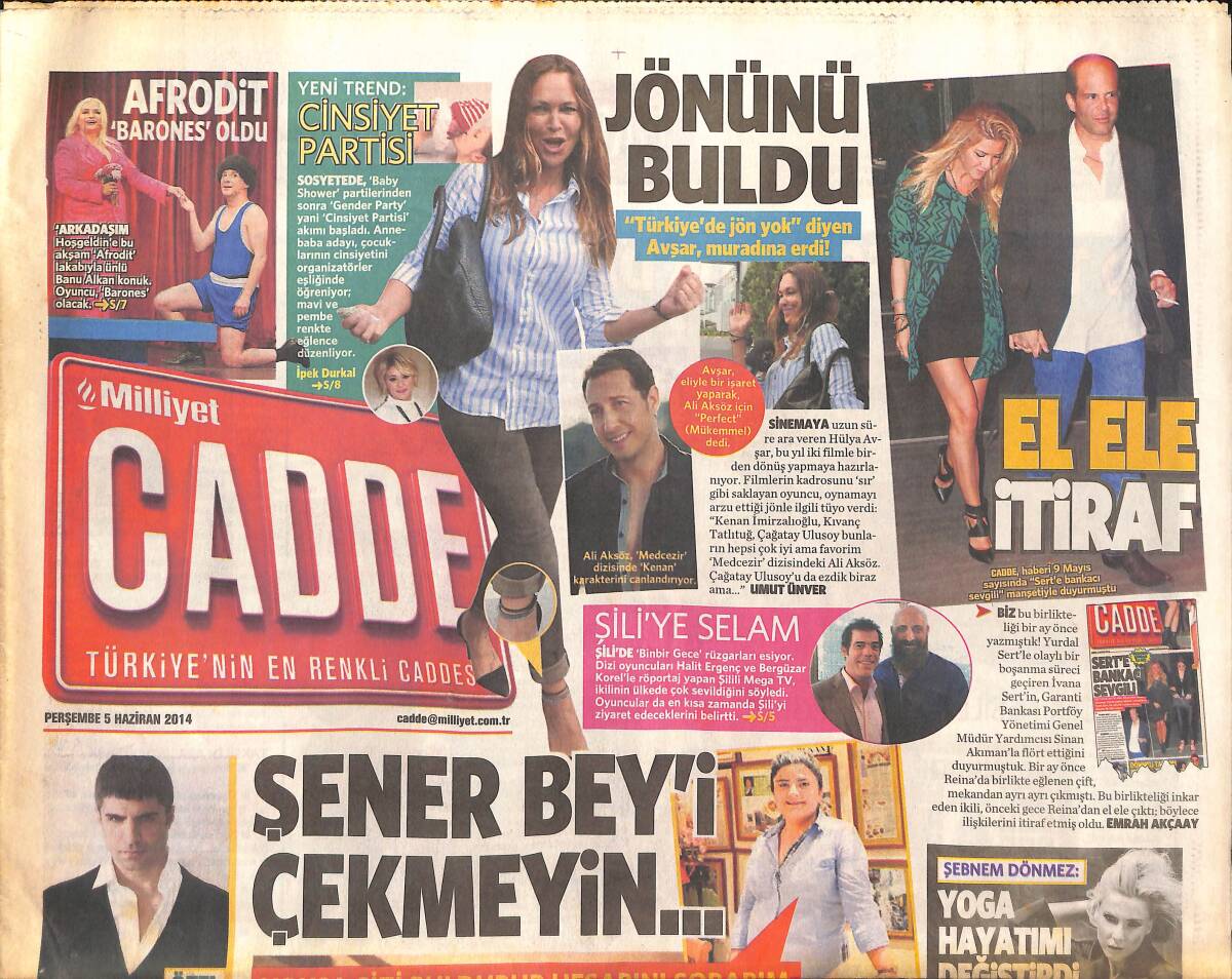 Milliyet Gazetesi Cadde Eki 5 Haziran 2014 - Şebnem Dönmez : Yoga Hayatımı Değiştirdi - Hülya Avşar Jönünü Buldu GZ134933 - 1