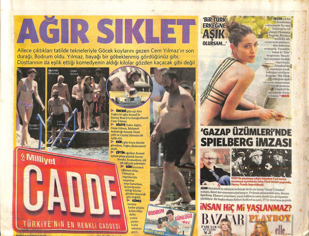 Milliyet Gazetesi Cadde Eki 5 Temmuz 2013 - Cem Yılmaz'ın Son Durağı , Bodrum Oldu GZ160005 - 1
