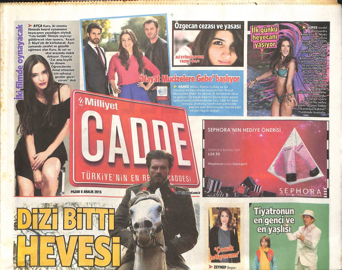 Milliyet Gazetesi Cadde Eki 6 Aralık 2015 - Lucas Podolski Gazetecilere Saldırdı - Serdar Ortaç'ın Keyfi Yok - Özgecan Cezası Ve Yasası GZ137034 - 1