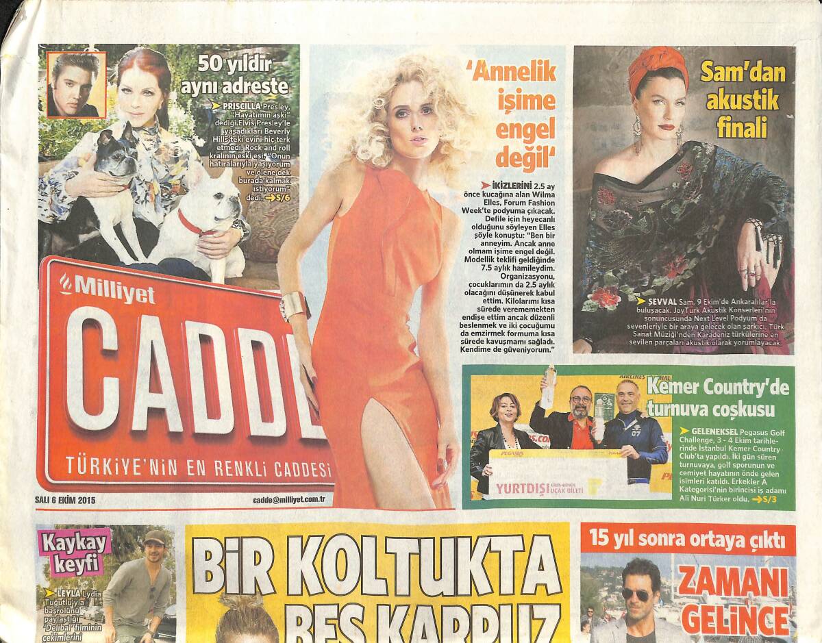Milliyet Gazetesi Cadde Eki 6 Ekim 2015 - Hadise'den Moda Atılımı - Türkan Şoray Albümü Kasımda Raflarda GZ135933 - 1