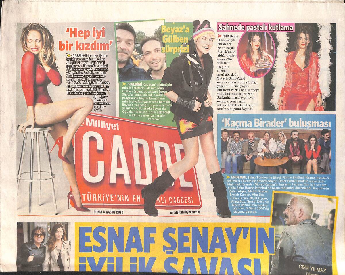 Milliyet Gazetesi Cadde Eki 6 Kasım 2015 - Okan Bayülgen Sezonu Açıyor - Beyaz'a Gülben Ergen Sürprizi GZ159947 - 1