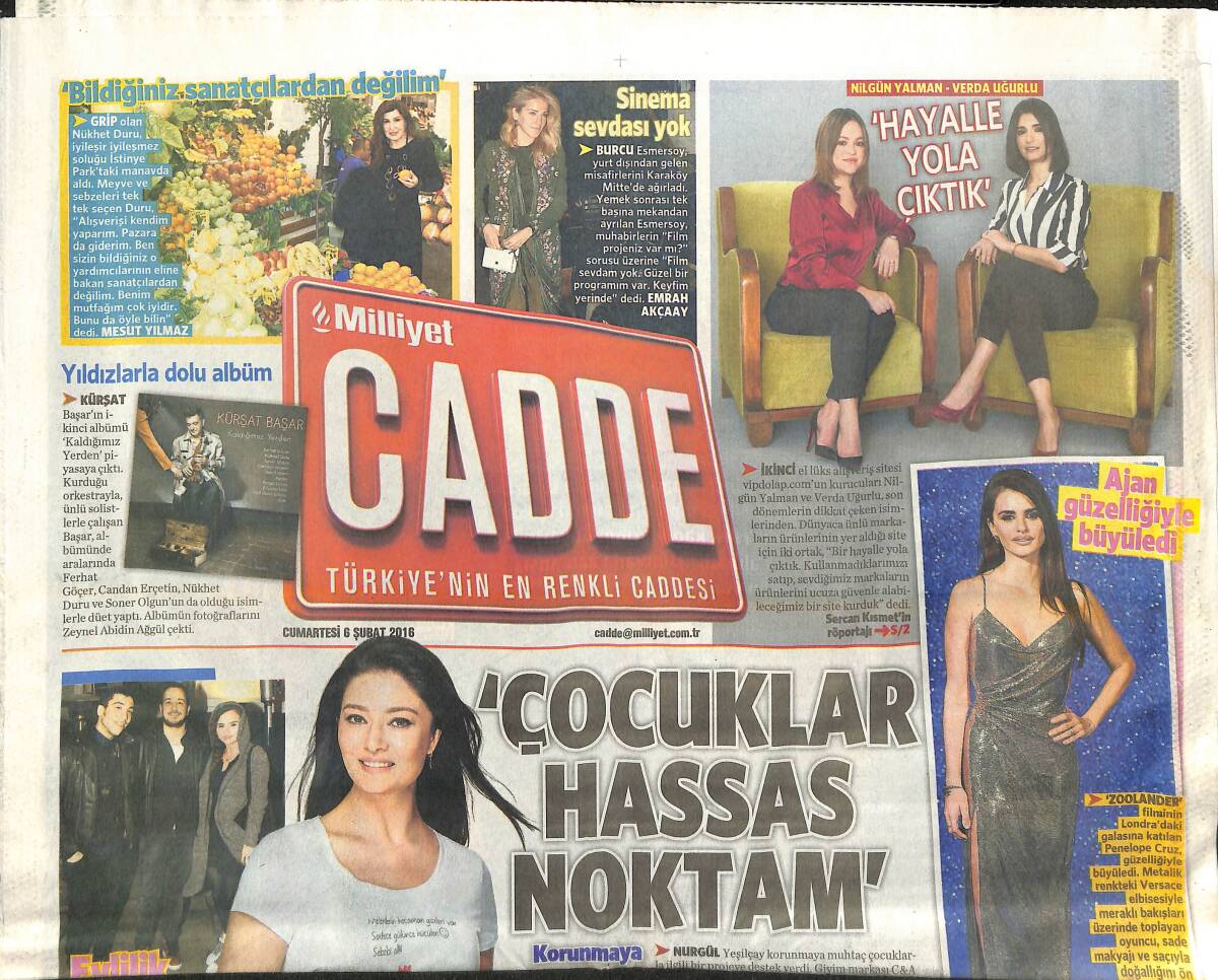 Milliyet Gazetesi Cadde Eki 6 Şubat 2016 - Gülben Ergen-Mustafa Erdoğan Sömestir Tatilinden Döndüler GZ138523 - 1