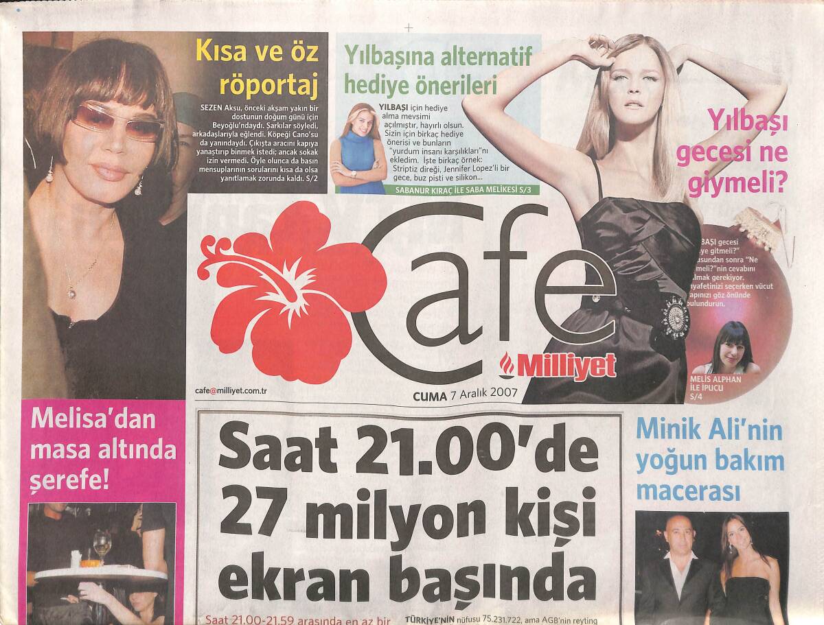 Milliyet Gazetesi Cadde Eki 7 Aralık 2007 - Sezen Aksu'yla Kısa Ve Öz Röportaj GZ152968 - 1