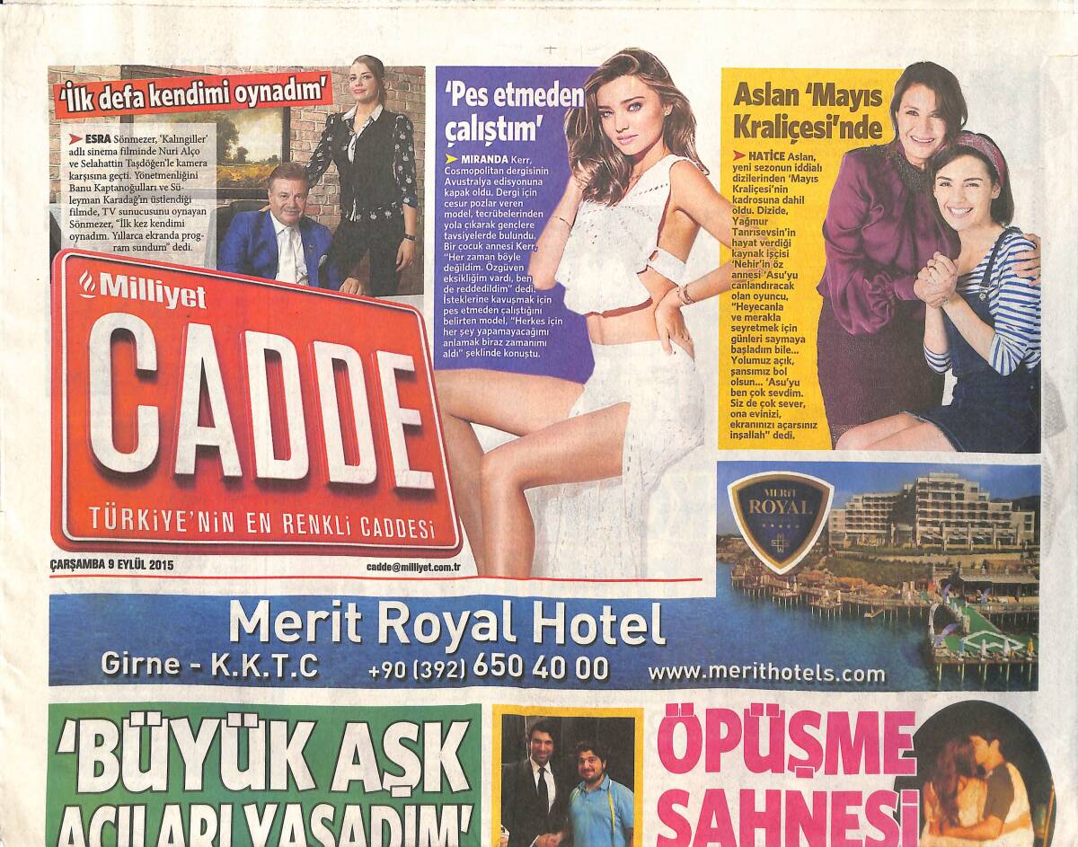 Milliyet Gazetesi Cadde Eki 9 Eylül 2015 - Türk Filmleri Toronto'da - Demet Akalın'dan Anlamlı Bağış GZ135228 - 1