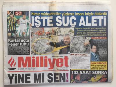 Milliyet Gazetesi Cadde Eki İle 28 Ekim 2011-Van Depreminde Ölenlerin Sayısı 550ye Yükseldi GZ6539 - 1