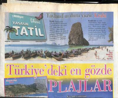 Milliyet Gazetesi Cadde Tatil Eki 17 Ağustos 2015 - Taylandın Duru Yüzü Krabi GZ105287 - 1