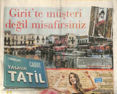 Milliyet Gazetesi Cadde Tatil Eki 29 Haziran 2015 - Aslıhan Güner Tatilde Yanımda Eşimi İsterim GZ105937 - 1